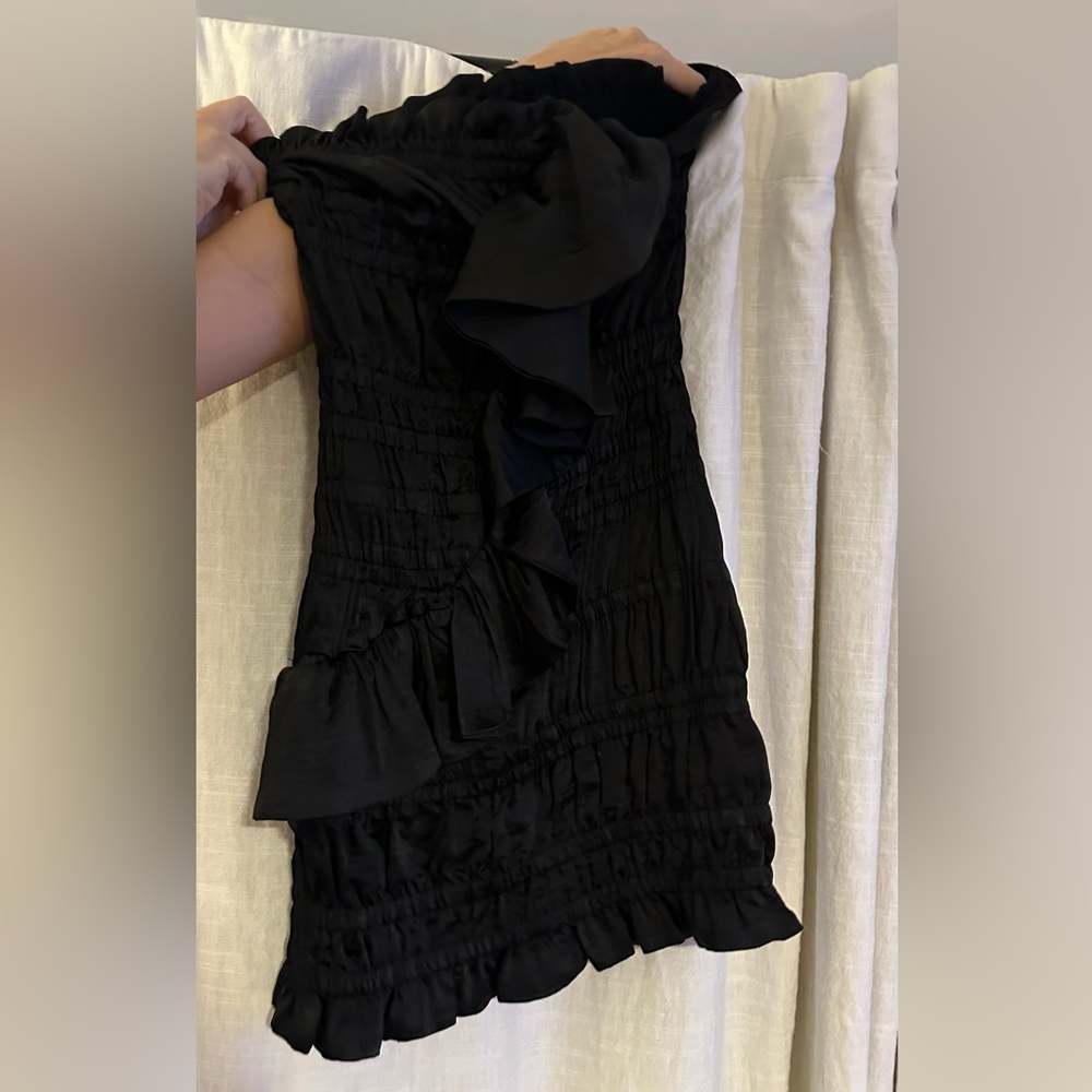Olivaceous Black Mini Ruffle Dress